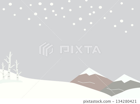 Powder snow and birch trees dancing in the winter sky Winter landscape background material 134280421