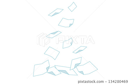 A simple illustration of lots of white paper fluttering down from top to bottom (transparent background) A simple illustration of lots of white paper fluttering down from top to bottom (transparent background) 134280469