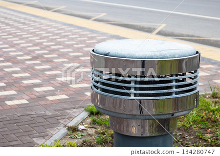 Contemporary urban waste, Innovative stainless waste container with urban design features 134280747