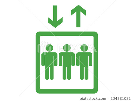 簡易電梯圖示：3人，綠色 134281021