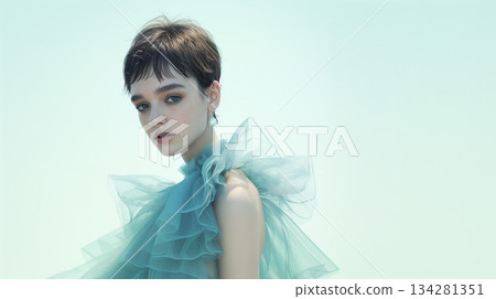 Beautiful woman in a tulle dress 134281351