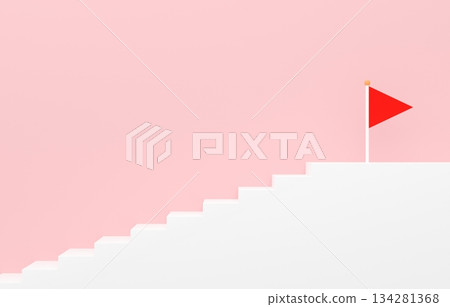 3D material_Simple stairs and flag_Pink 134281368