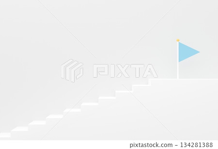 3D素材_簡單的樓梯和旗幟_淺藍色 3D素材_簡單的樓梯和旗幟_淺藍色 134281388