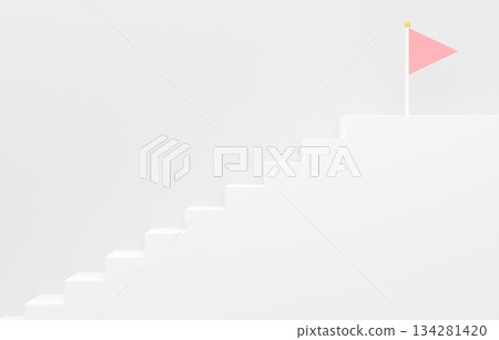 3D material_Simple stairs and flag_Pink 3D material_Simple stairs and flag_Pink 134281420