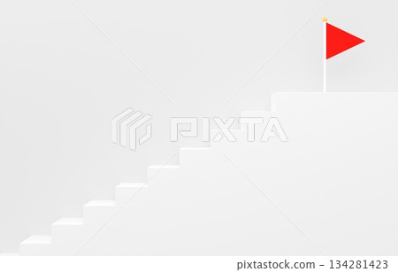 3D材質_簡單樓梯和紅色旗幟 3D材質_簡單樓梯和紅色旗幟 134281423