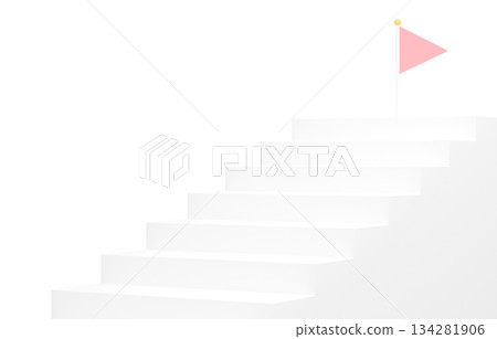 3D material_Simple stairs and flag_Pink 134281906