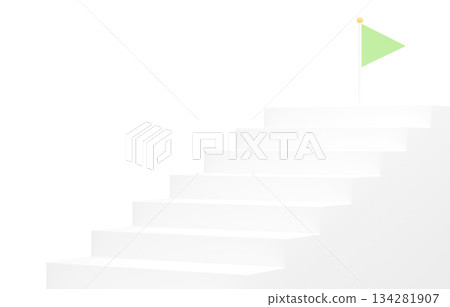 3D material_Simple stairs and flag_Yellow-green 134281907