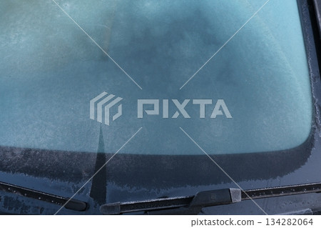 Frost on the windshield of a car Frost on the windshield of a car 134282064
