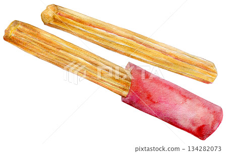 Watercolor illustration, hand-drawn illustration, churros 134282073