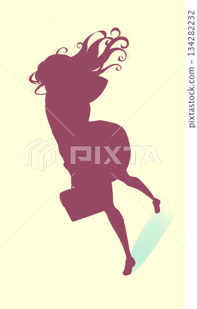 Walking female student sailor suit silhouette 134282232