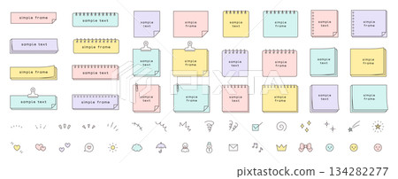 Vector illustration set of simple frame and ornament icons. Frame, sticky note, memo Vector illustration set of simple frame and ornament icons. Frame, sticky note, memo 134282277
