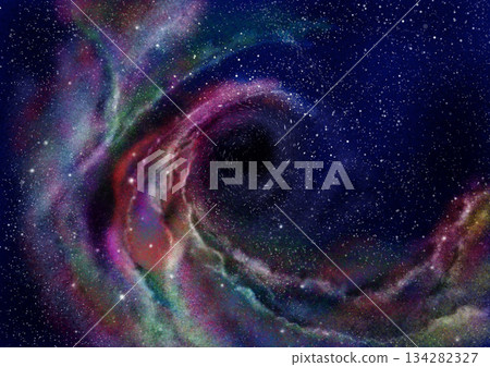 A swirling nebula floating in space 134282327