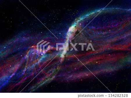 Abstract blue smoke floating in space Abstract blue smoke floating in space 134282328
