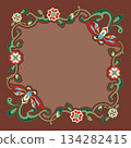 Oriental decorative pattern - vector design combining flowers and curves 134282415