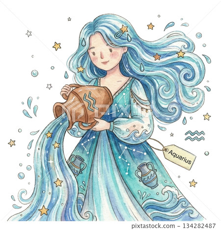 Women's Horoscope Constellation Astrology Aquarius 134282487