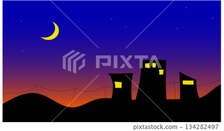 Country town scenery at dusk 134282497