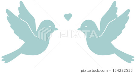 Bird couple monochrome light blue 134282533