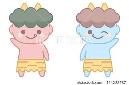 Set of cute demons for Setsubun, hand-drawn illustrations of red and blue demons. Cute Oni Characters Set of cute demons for Setsubun, hand-drawn illustrations of red and blue demons. Cute Oni Characters 134282787