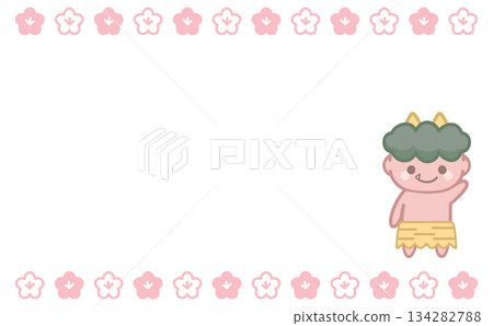 Setsubun demon frame illustration with cute red demon and blank background material Setsubun demon frame illustration with cute red demon and blank background material 134282788