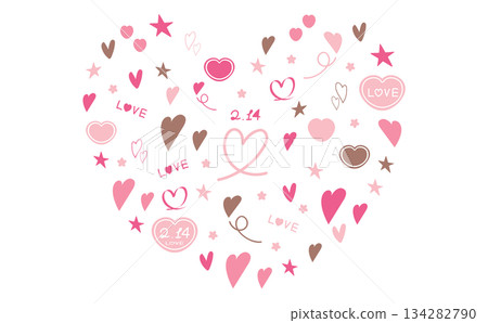 Valentine's Day cute hand drawn heart illustration decorative material set Valentine's Day cute hand drawn heart illustration decorative material set 134282790