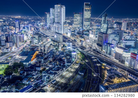 Night view of Nagoya Station from Global Gate, Nagoya City Night view of Nagoya Station from Global Gate, Nagoya City 134282980