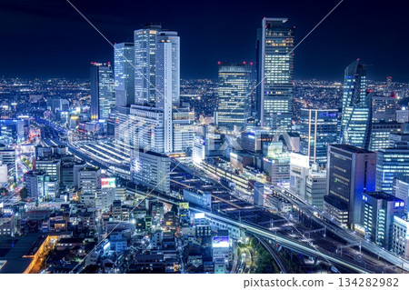 Night view of Nagoya Station from Global Gate, Nagoya City 134282982
