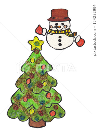 Hand-painted watercolor (picture letter) "Christmas card" without text 134282994