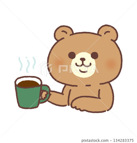 Bear drinking coffee Bear drinking coffee 134283375