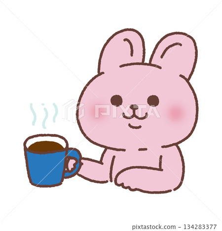 Rabbit drinking coffee Rabbit drinking coffee 134283377
