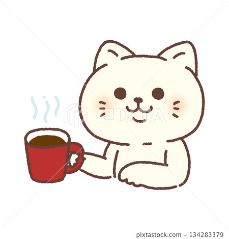 Cat drinking coffee Cat drinking coffee 134283379
