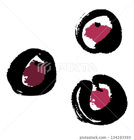 Hand-drawn illustration of fruit with a brush stroke 134283393