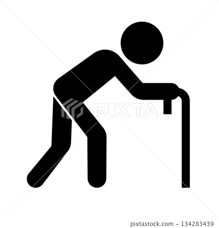 Old man with a cane silhouette Old man with a cane silhouette 134283439
