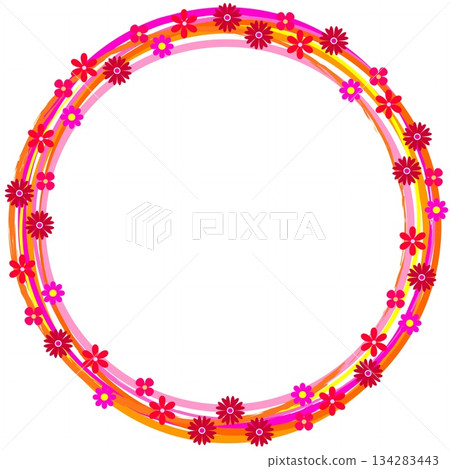 花卉圖案邊框白色背景粉紅橙色 花卉圖案邊框白色背景粉紅橙色 134283443