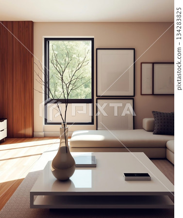 Elegant Living Room Design: Minimalist Decor and Natural Light 134283825