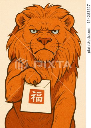 一隻威風凜凜的獅子悄悄遞上一個幸運信封 | 嚴厲與仁慈 - 生成式人工智慧 一隻威風凜凜的獅子悄悄遞上一個幸運信封 | 嚴厲與仁慈 - 生成式人工智慧 134283827