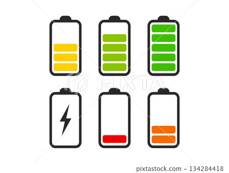 Battery icons set stock illustration 134284418