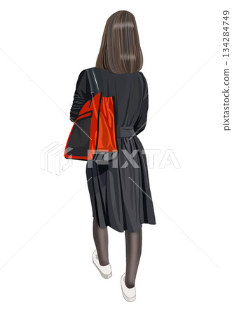 Illustration of a woman with shiny hair from behind 134284749