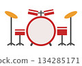 Drum set icon in flat design 134285171