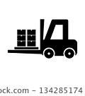 Forklift and cargo silhouette icon 134285174