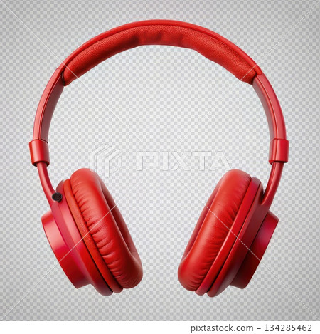 Red Over-Ear Headphones Isolated on Transparent Background. Generative AI 134285462