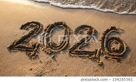 Characters written on the beach 134285561