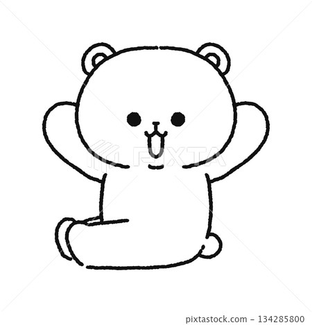 一隻熊坐著歡呼 134285800
