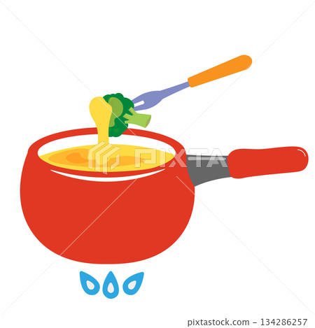 享用西蘭花配起司火鍋的插圖 134286257