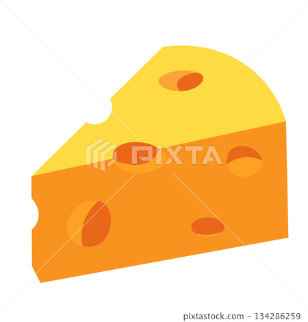 Illustration of a simple solid cheese with holes 134286259
