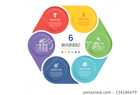 6 Option Circular Business Infographic with Icons and label design. flow chart presentations. 6 Option Circular Business Infographic with Icons and label design. flow chart presentations. 134286479