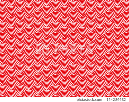 紅色青海波圖案 134286682