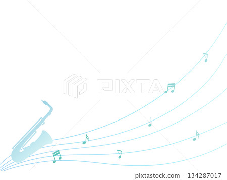 薩克斯風和五線譜的插圖 薩克斯風和五線譜的插圖 134287017
