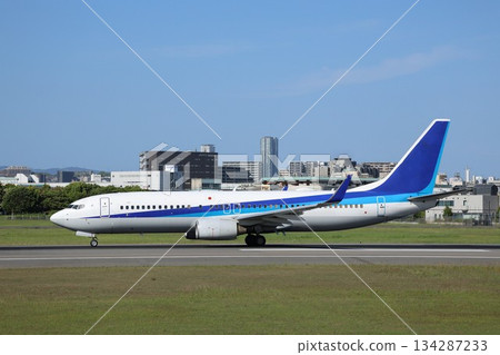 Airplane taxiing for takeoff Airplane taxiing for takeoff 134287233