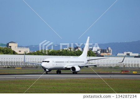 Airplane taxiing for takeoff 134287234