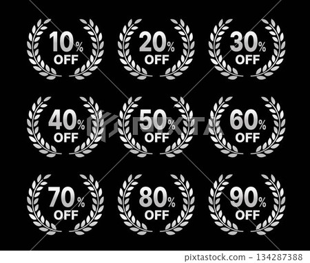 Laurel 促銷折扣（10-90% 折扣）圖示標籤套裝銀色 134287388